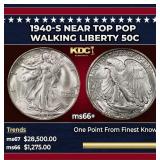 1940-s Walking Liberty Half Dollar Near Top Pop 50