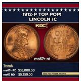 1912-p Lincoln Cent TOP POP! 1c ms67+ rd SEGS