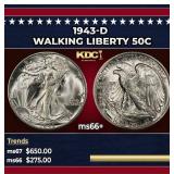 1943-d Walking Liberty Half Dollar 50c ms66+ SEGS