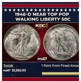 1946-d Walking Liberty Half Dollar Near Top Pop 50