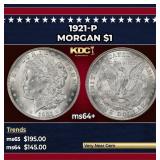 1921-p Morgan Dollar $1 Grades ms64+