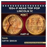 1934-p Lincoln Cent Near Top Pop 1c ms67 rd SEGS