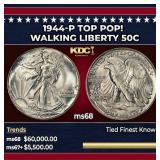 1944-p Walking Liberty Half Dollar TOP POP! 50c ms