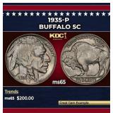 1935-p Buffalo Nickel 5c Grades ms65