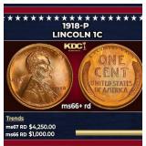 1918-p Lincoln Cent 1c ms66+ rd SEGS