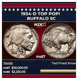 1934-d Buffalo Nickel TOP POP! 5c ms67 SEGS