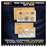 1960 & 1961 Silver Proof Sets 10 Coins In Original