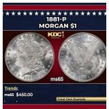 1881-p Morgan Dollar $1 Grades ms65