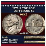 1976-p Jefferson Nickel TOP POP! 5c ms67 5fs SEGS