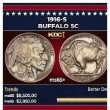 1916-s Buffalo Nickel 5c ms65+ SEGS