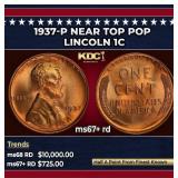 1937-p Lincoln Cent Near Top Pop 1c ms67+ rd SEGS