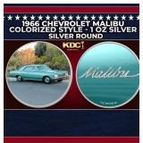 1966 Chevrolet Malibu Colorized Style - 1 oz Silve