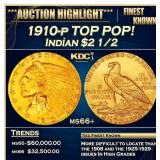 1910-p Gold Indian Quarter Eagle TOP POP! $2 1/2 m
