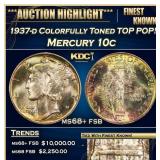 1937-d Mercury Dime Colorfully Toned TOP POP! 10c