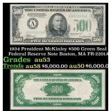 1934 $500 Green Seal Federal Reserve Note Presiden