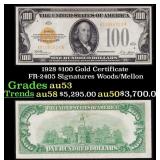 1928 $100 Gold Certificate FR-2405 Signatures Wood