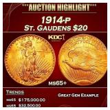 1914-p Gold St. Gaudens Double Eagle $20 ms65+ SEG