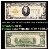 1928 $20 Gold Certificate FR-2402 Woods/Mellon Gra