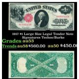 1917 $1 Large Size Legal Tender Note Grades Select