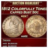 1812 Capped Bust Half Dollar Colorfully Toned 50c