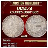 1824/4 Capped Bust Half Dollar 50c ms62 USCG