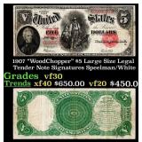 1907 $5 Large Size Legal Tender Note "WoodChopper"