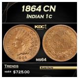 1864 CN Indian Cent 1c Grades ms64