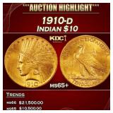 1910-d Gold Indian Eagle $10 ms65+ SEGS