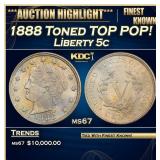 1888 Liberty Nickel Toned TOP POP! 5c Grades ms67