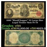 1880 $5 Large Size Legal Tender Note "WoodChopper"