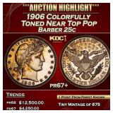 1906 Proof Barber Quarter Colorfully Toned Near To