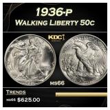 1936-p Walking Liberty Half Dollar 50c Grades GEM+