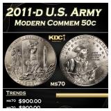 2011-d U.S. Army Modern Commem Half Dollar 50c ms7
