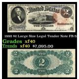 1880 $2 Large Size Legal Tender Note Grades xf FR-