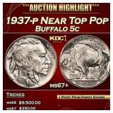 1937-p Buffalo Nickel Near Top Pop 5c ms67+ SEGS