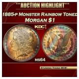 PCGS 1885-p Morgan Dollar Monster Rainbow Toned! $