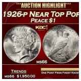 1926-p Peace Dollar Near Top Pop $1 ms66 SEGS