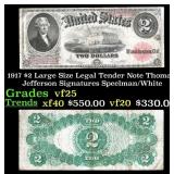 1917 $2 Large Size Legal Tender Note Thomas Jeffer