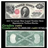 1917 $1 Large Size Legal Tender Note Grades Choice