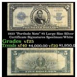 1923 $5 Large Size Silver Certificate "Porthole No