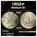 1902-p Morgan Dollar $1 Grades ms64+