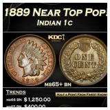 1889 Indian Cent Near Top Pop! 1c ms65+ bn SEGS