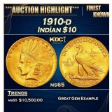 1910-d Gold Indian Eagle $10 ms65 SEGS