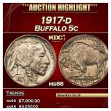 1917-d Buffalo Nickel 5c ms66 SEGS