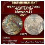 1887-p Morgan Dollar Colorfully Toned Near Top Pop