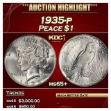 1935-p Peace Dollar $1 ms65+ SEGS