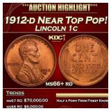 1912-d Lincoln Cent Near Top Pop! 1c ms66+ rd SEGS