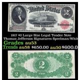 1917 $2 Large Size Legal Tender Note Thomas Jeffer