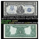 1899 $5 Large Size Silver Certificate Oncpapa Indi