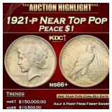1921-p Peace Dollar Near Top Pop $1 ms66+ SEGS